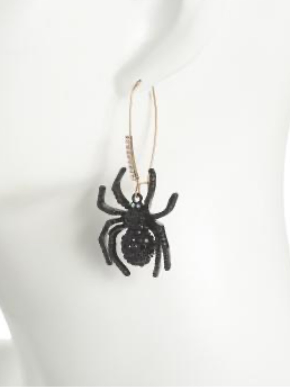 Betsey Johnson NWT Black Spider Gold Shepherd Hook Earrings - Picture 2 of 3